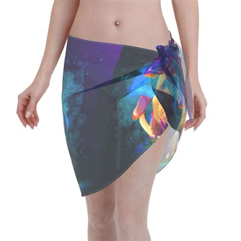 Adobk Magic Mushrooms Fireflies Swimsuit Coverups For Women Beach Bikini Short Skirt For