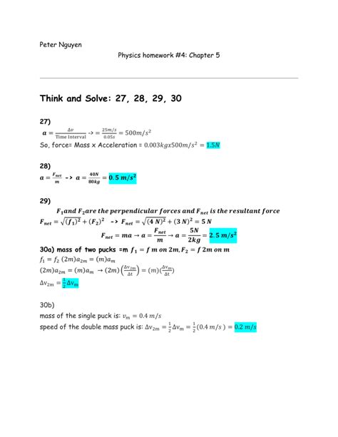 Physics Homework: Force, Acceleration, and Newton's Laws 