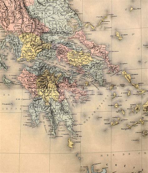 Antique Map Greece | Original Engravings | Old Maps - Umanismo Athens