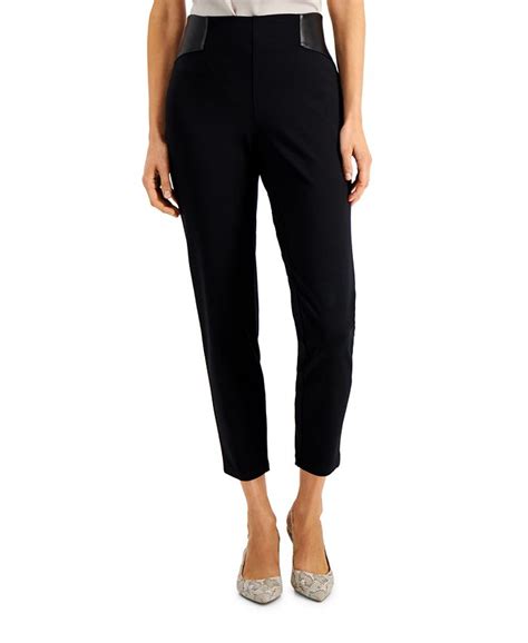 Jm Collection Petite Faux Leather Trim Pants Created For Macys Macys