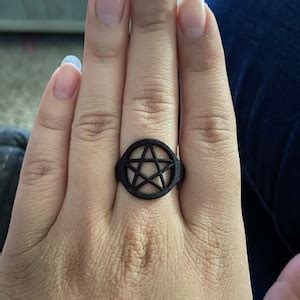 Matte Black Pentagram Ring Occult Jewelry Pagan Jewelry Witchy Jewelry Star Ring Pentacle ...