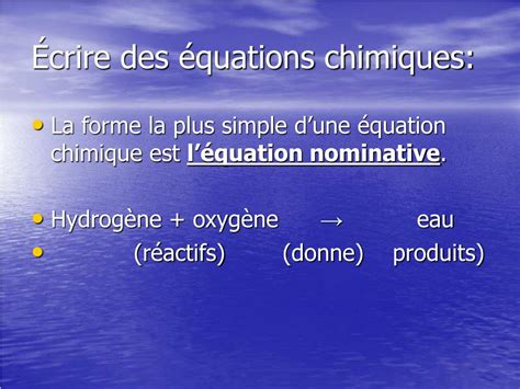 PPT 5 4 Les équations chimiques et les réactions chimiques PowerPoint