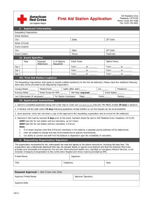 Fillable Online Redcross First Aid Station Application American Red