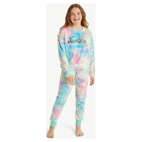 Justice Girls Fleece Long Sleeve Top And Jogger Pant 2 Piece Pajama