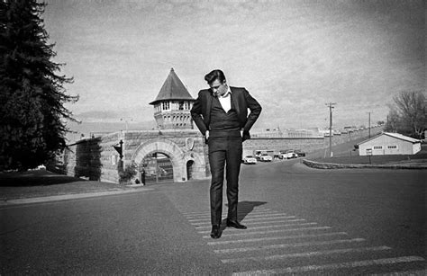 Johnny Cash Standing Outside Front Gate At Folsom Prison Folsom Ca