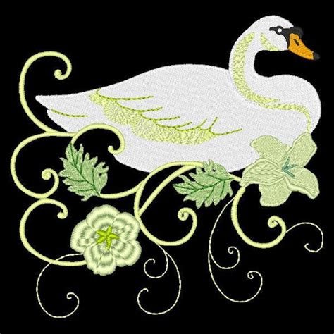 Majestic Swans 4inch 10 Machine Embroidery Designs Instant Etsy