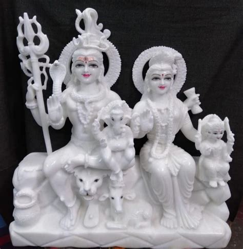 Painted Hindu Lord Shiva Parivar Marble Statue For Worship Size