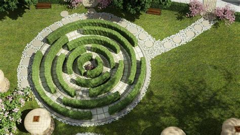 Circular Hedge Maze Design for Small Garden