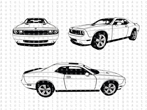 Dodge Challenger Srt Svg Pdf Dxf Eps Illustration Vector Etsy Dodge