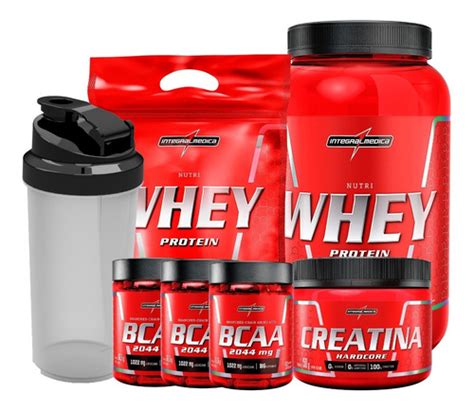 Kit 2x Nutri Whey Bcaa Creatina Brinde Integralmedica