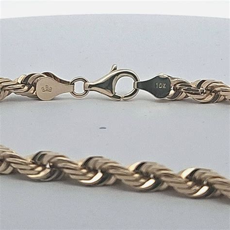 Unisex Solid K Yellow Gold Diamond Cut Twist Rope L Gem