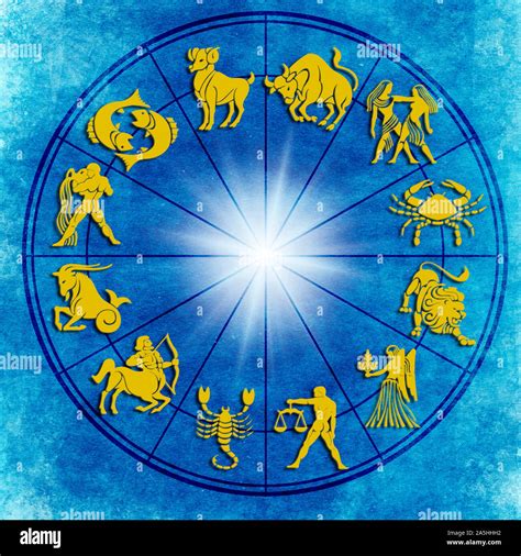 Astrology Wheel With All The Signs Of The Zodiac Stock Photo Alamy