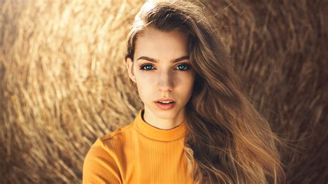 Скачать обои Girl long hair photo blue eyes model lips face blonde раздел девушки в