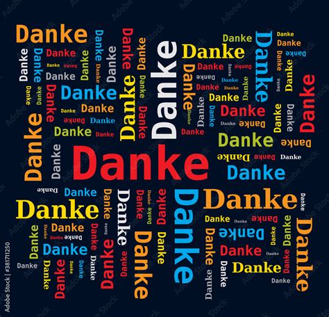 Merci Danke Nuage De Mots En Allemand Sur Fond Noir Stock Vector