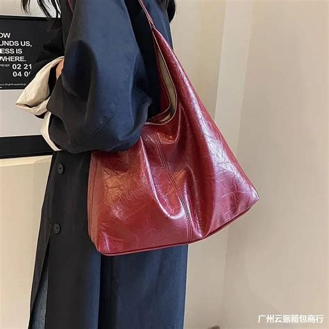 Soft PU Leather Quality Underarm Bag Vintage Wine Red Ladies Shoulder
