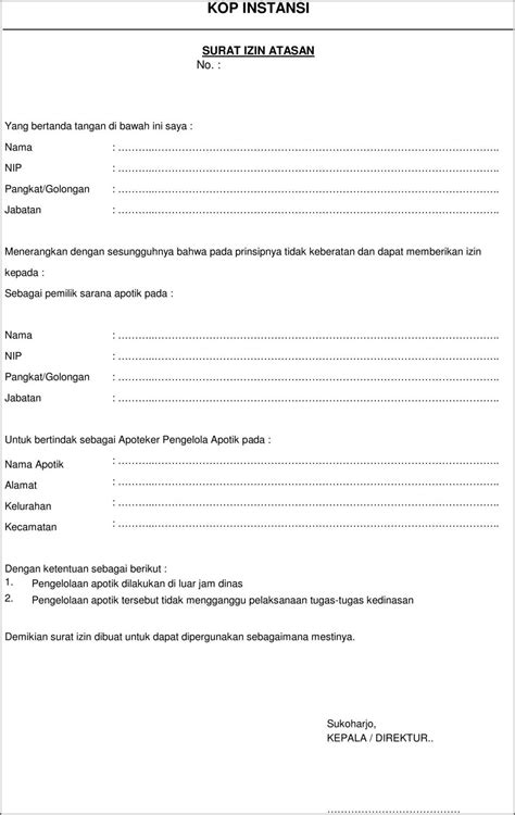 Contoh Surat Pernyataan Bersedia Menjadi Apoteker Penanggung Jawab