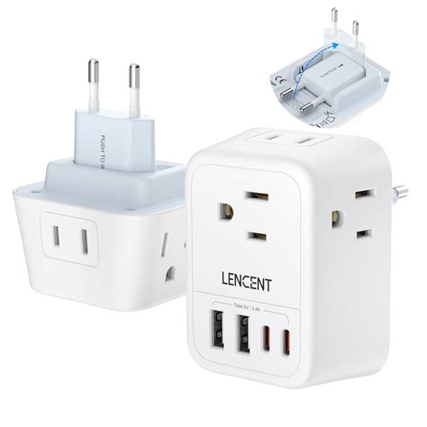 lencent europe plug adaptermutli usb  wall outlet extender