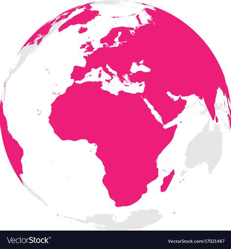 Earth globe with pink world map focused on africa Vector Image