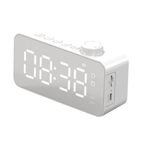 Lyucraz Speaker Led Mirror Digital Alarm Clock Big Time Display Table Alarm Clock Wireless