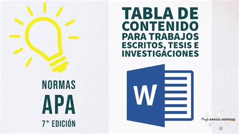 Normas Apa 7° Edición 📝índice O Tabla De Contenido Para Trabajos