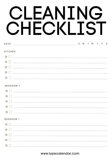 printable house cleaning checklist templates  excel word