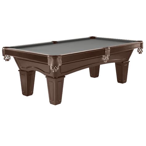 A Pool Table That Is Brown And Black