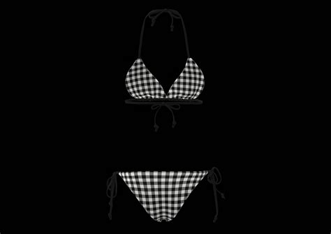 Black Checkered Tie Up Bikini Free VR AR Low Poly D Model CGTrader