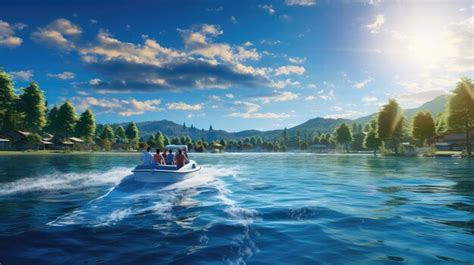 Premium Photo | Adventure boating fun lake