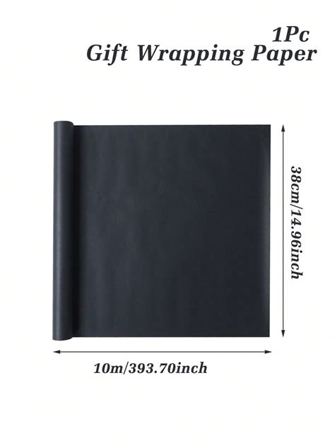 1Roll Black Wrapping Paper,Black Gift Wrap Paper For Wedding Birthday ...