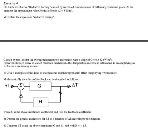 Solved Exercise -4 On Earth we observe "Radiative Forcing" | Chegg.com 