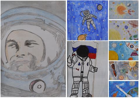 Рисунок на тему космонавтики - 74 фото