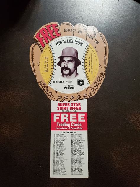 Vintage Pepsi Cola Baseball Card Mit Insert Al Hrabosky St Louis