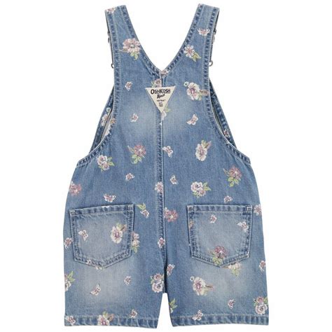 OshKosh B Gosh Floral Knit Denim Shortalls Baby Girl