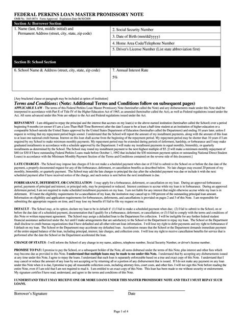 Perkins Loan Master Promissory Note Urbana Fill Out Sign Online