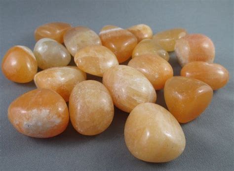 3 Orange Calcite Crystals Tumbled Clears Negativity Rocks And