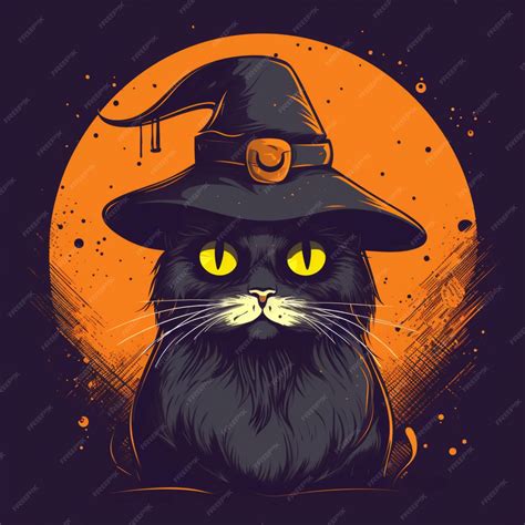 Premium AI Image | portrait of halloween cat wearing witch costume