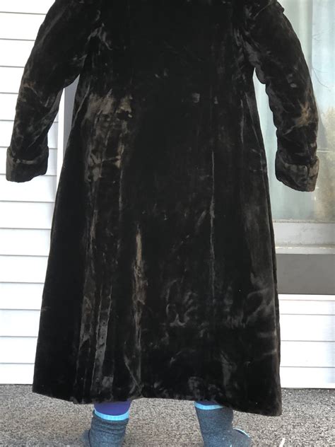 Vintage Womens Full Length Black Velvet Coat Size Large Etsy