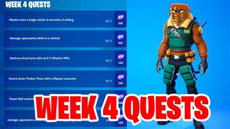 Week 4 Quests Fortnite All Week 4 Weekly Challenges Guide Youtube