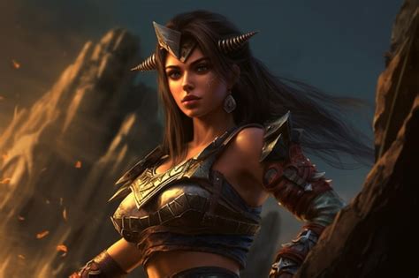 Premium Ai Image Sexy Warrior Woman Gaming Fictional World