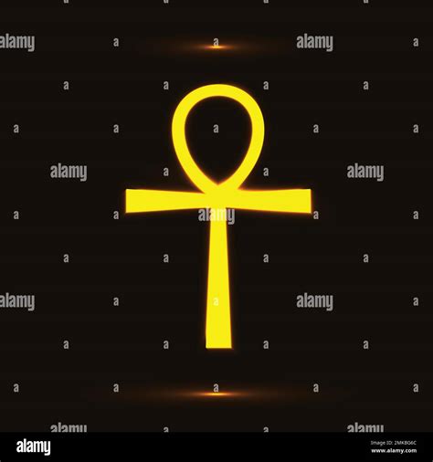 Golden Ankh Cross Symbol Over Black Background Ankh Icon Vector