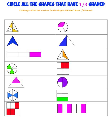 Fractions Worksheet Thirds Mr R S World Of Math