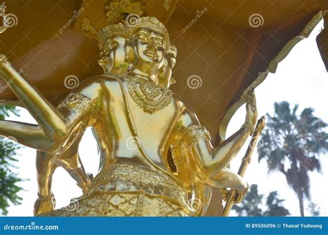 Gold Statue Of Brahma Stock Photo Image Of Product Shrine