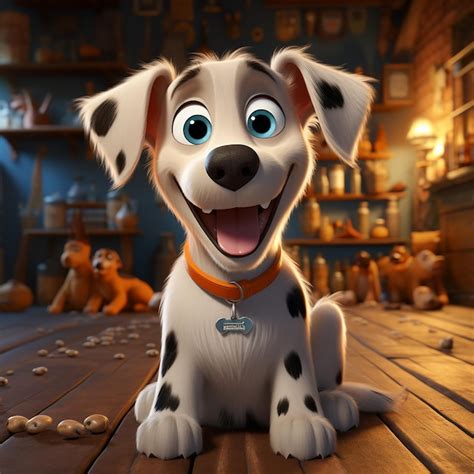 Chien De Dessin Animé Dans Le Style Pixar Profondeur De Champ Peu