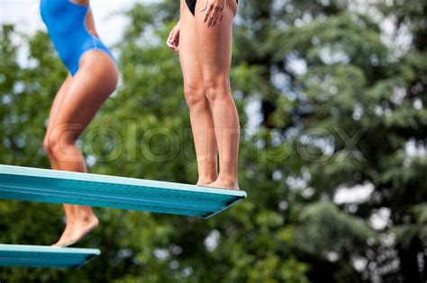 Springboard Divers Stock Image Colourbox