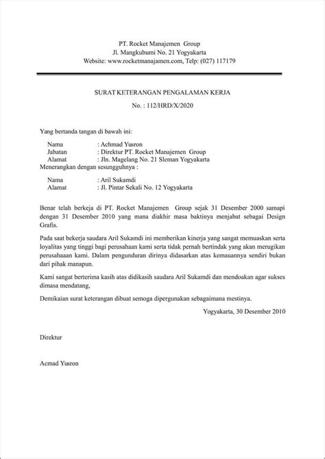 Contoh Surat Keterangan Kerja Karyawan Doc Surat Lamaran Kerja