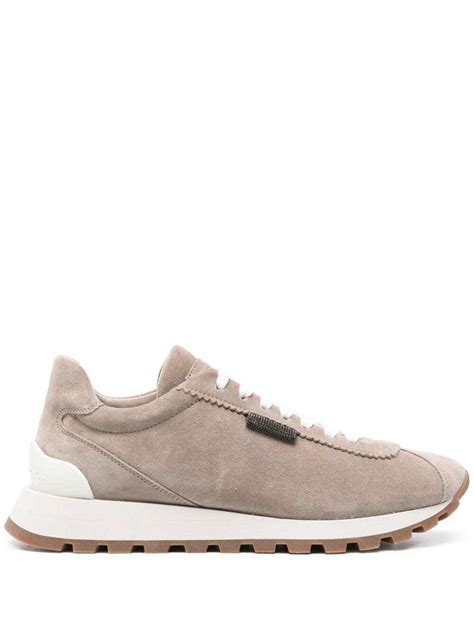 Brunello Cucinelli Panelled Suede Sneakers Neutrals Editorialist