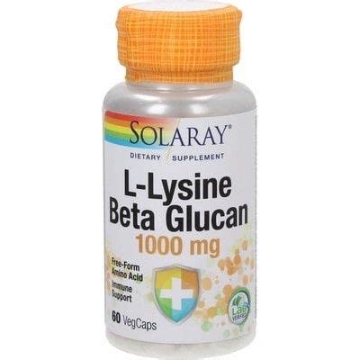 พรอมสง Solaray L Lysine Beta Glucan 1 000mg 60 VegCaps ไลซน