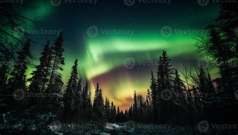 Star studded winter landscape nature icy beauty illuminated generated