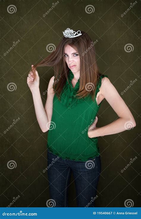 Unimpressed Woman Wearing A Tiara Stock Image Image Of Alone Female