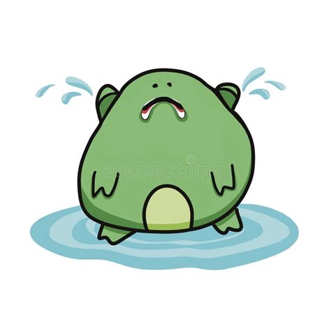 Isolated Illustration of a Green Toad Crying a Lot, she Burst into a ...